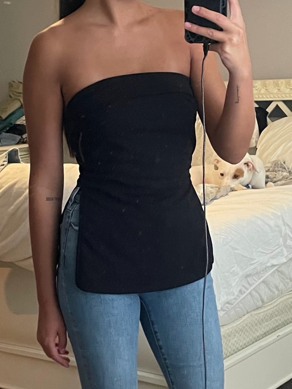 SHEIN Black Strapless Tube Top